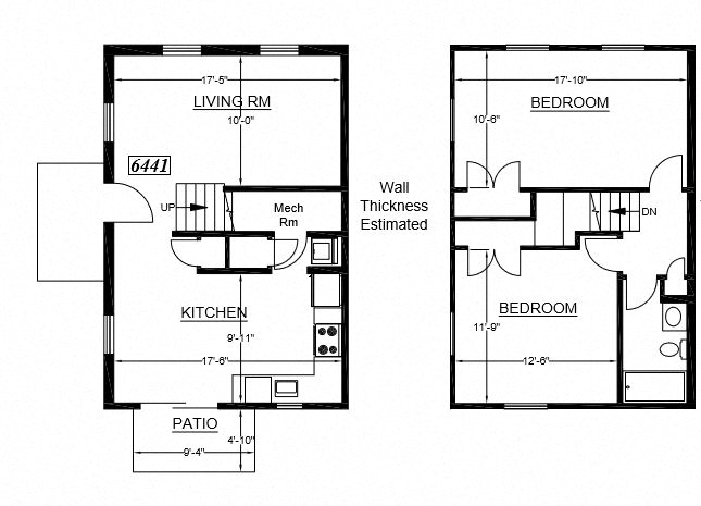 Floor plan for 2 beds, 1 bath, 1134 sqft